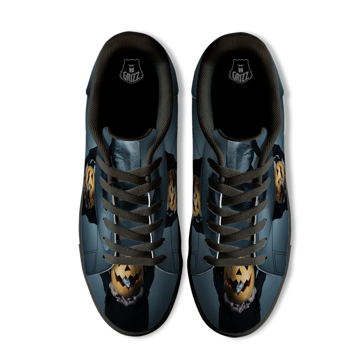 Horror Witch Halloween Print Black Low Top Sneakers-grizzshop
