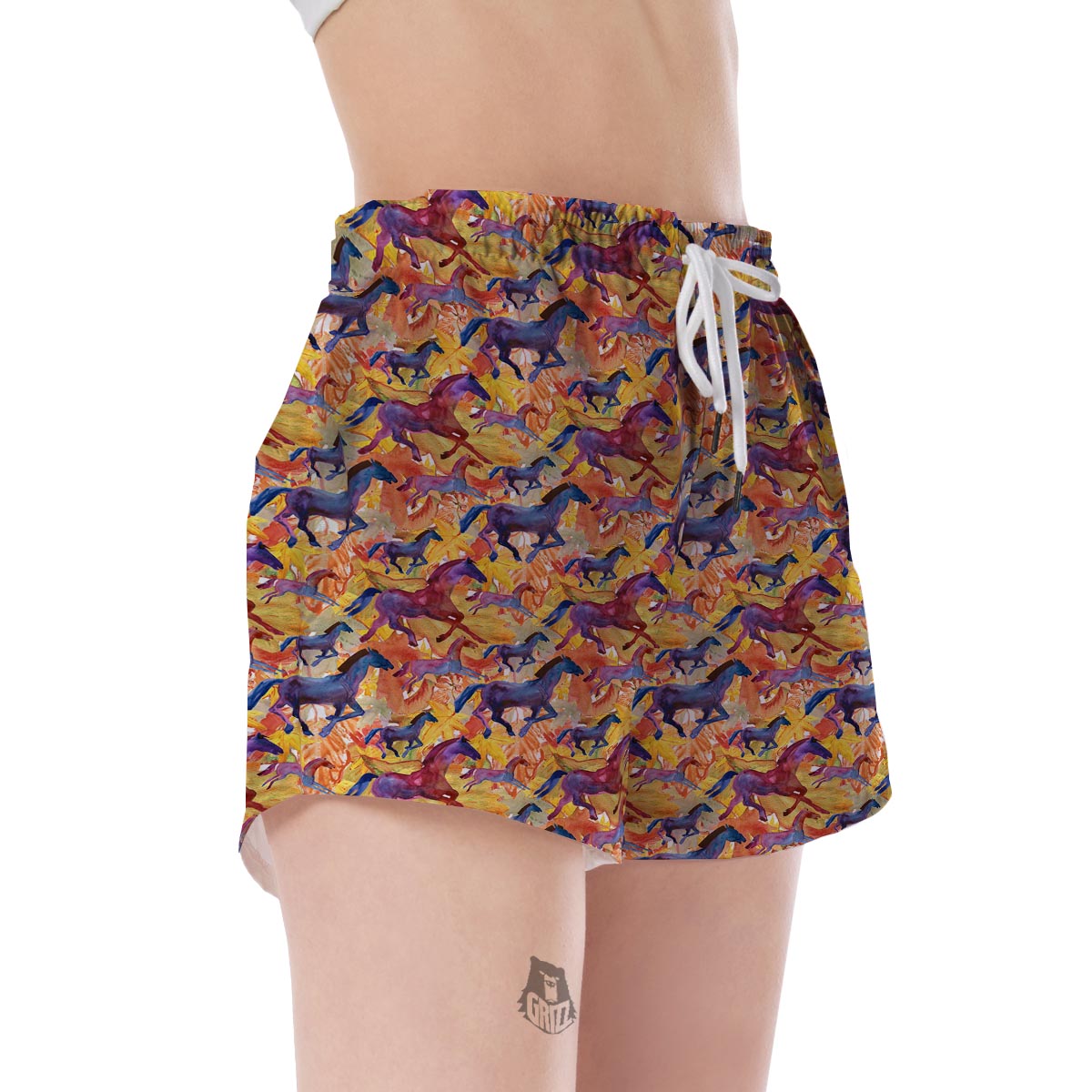 Horse Hand Drawn Pattern Print Women's Shorts-grizzshop