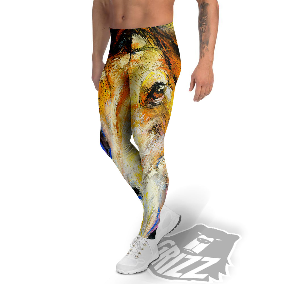Horse Painting Colorful Print Men's Leggings-grizzshop