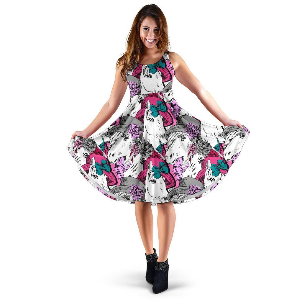 Horse Pattern Print Dress-grizzshop