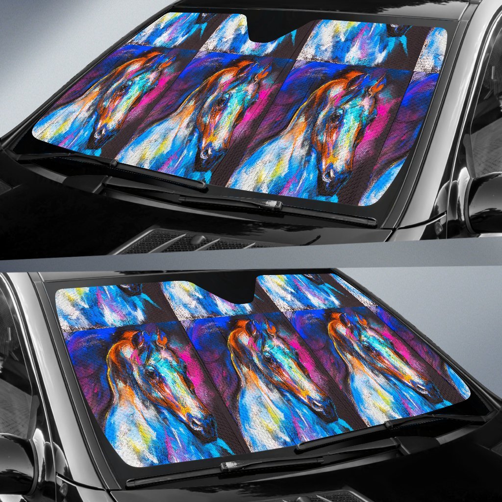 Horse Portrait Pattern Print Car Sun Shade-grizzshop