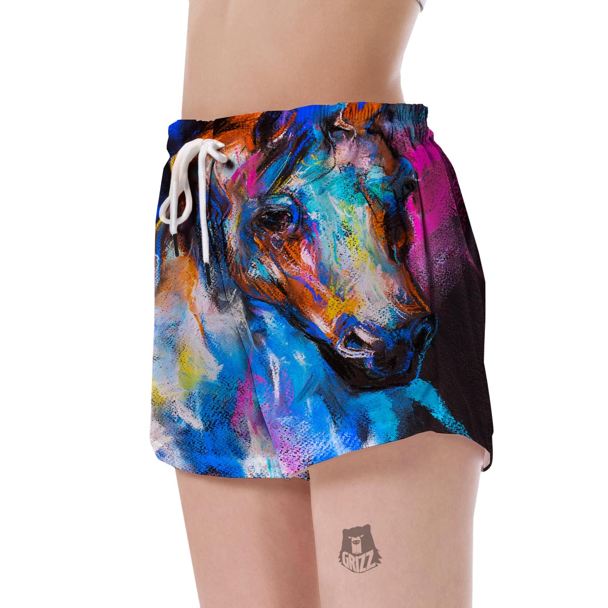 Horse Portrait Pattern Print Women's Shorts-grizzshop