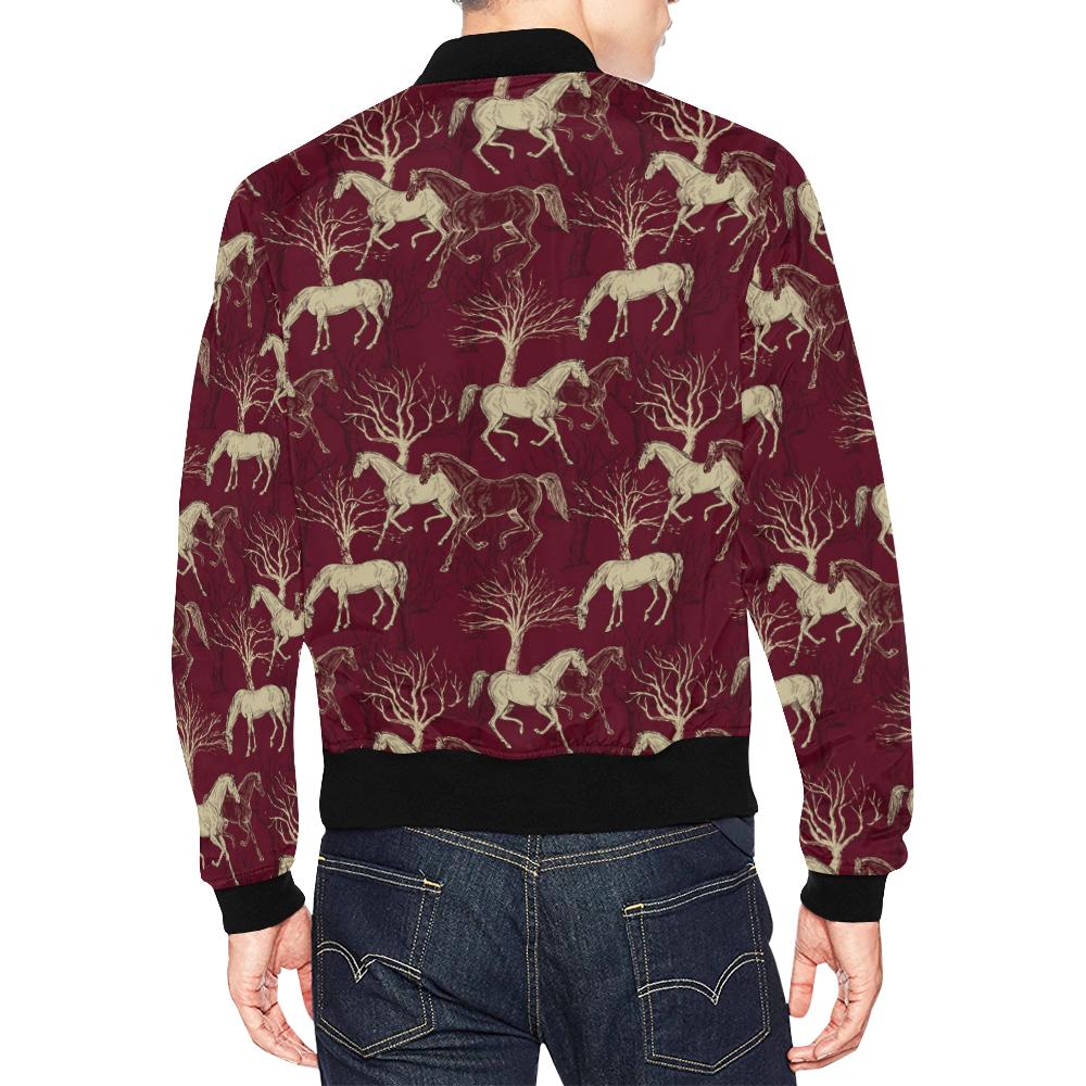 Horse Print Pattern Men's Bomber Jacket-grizzshop
