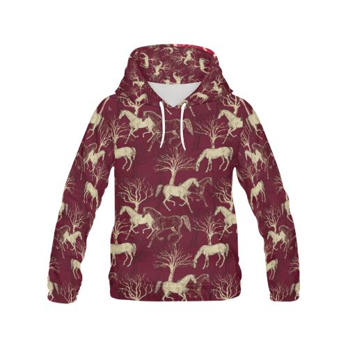 Horse Print Pattern Women Pullover Hoodie-grizzshop
