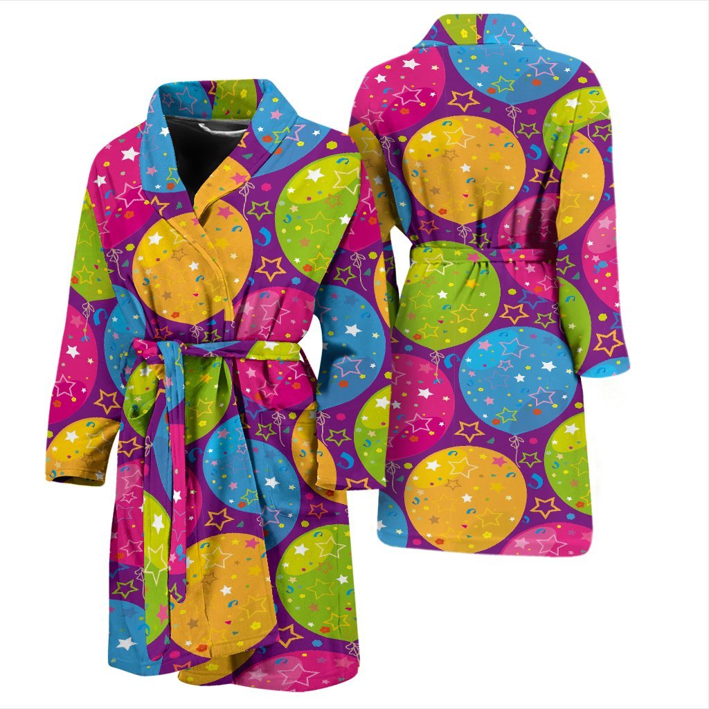 Hot Air Balloon Colorful Pattern Print Men Long Robe-grizzshop