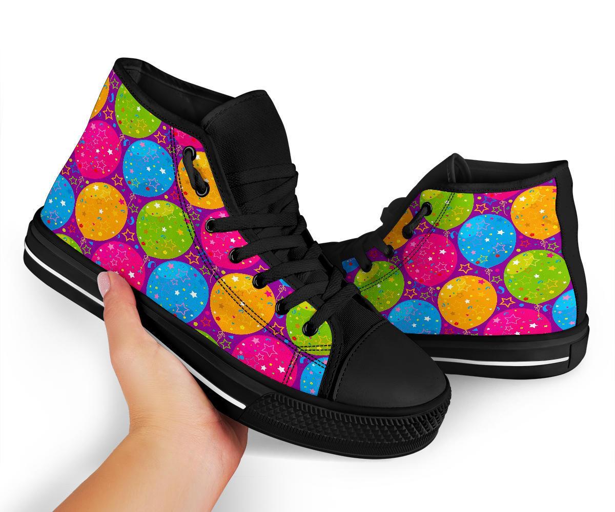 Hot Air Balloon Colorful Pattern Print Men Women's High Top Shoes-grizzshop