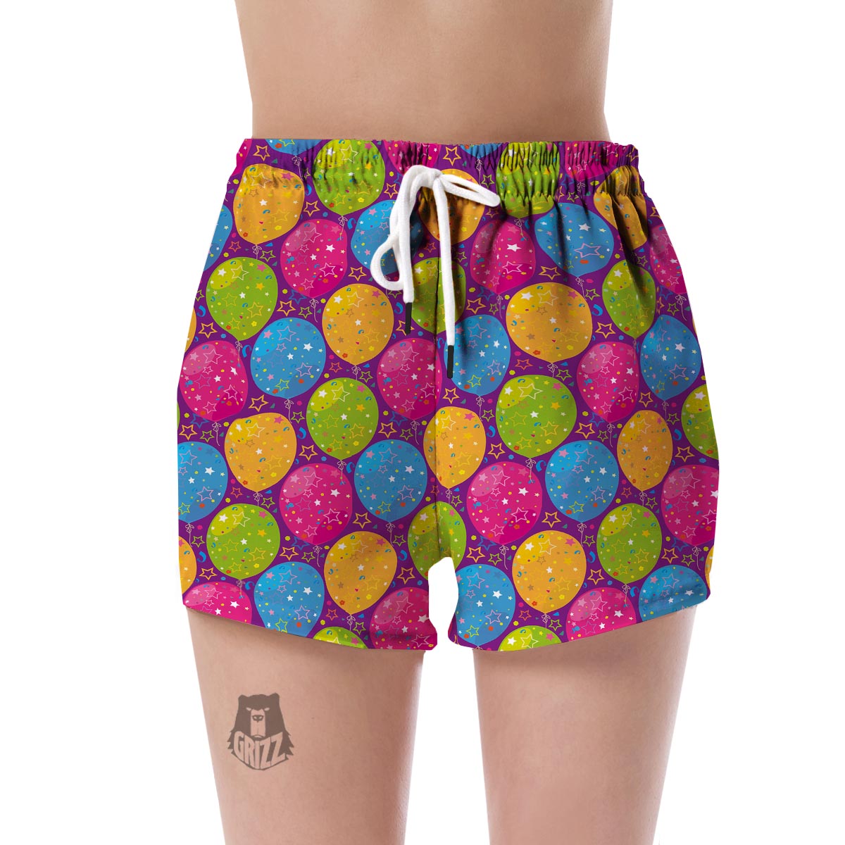Hot Air Balloon Colorful Pattern Print Women's Shorts-grizzshop