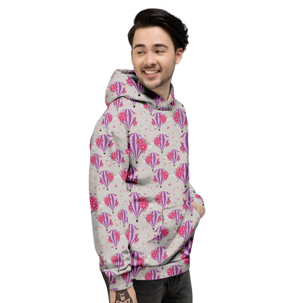 Hot Air Balloon Floral Print Pattern Men's Hoodie-grizzshop