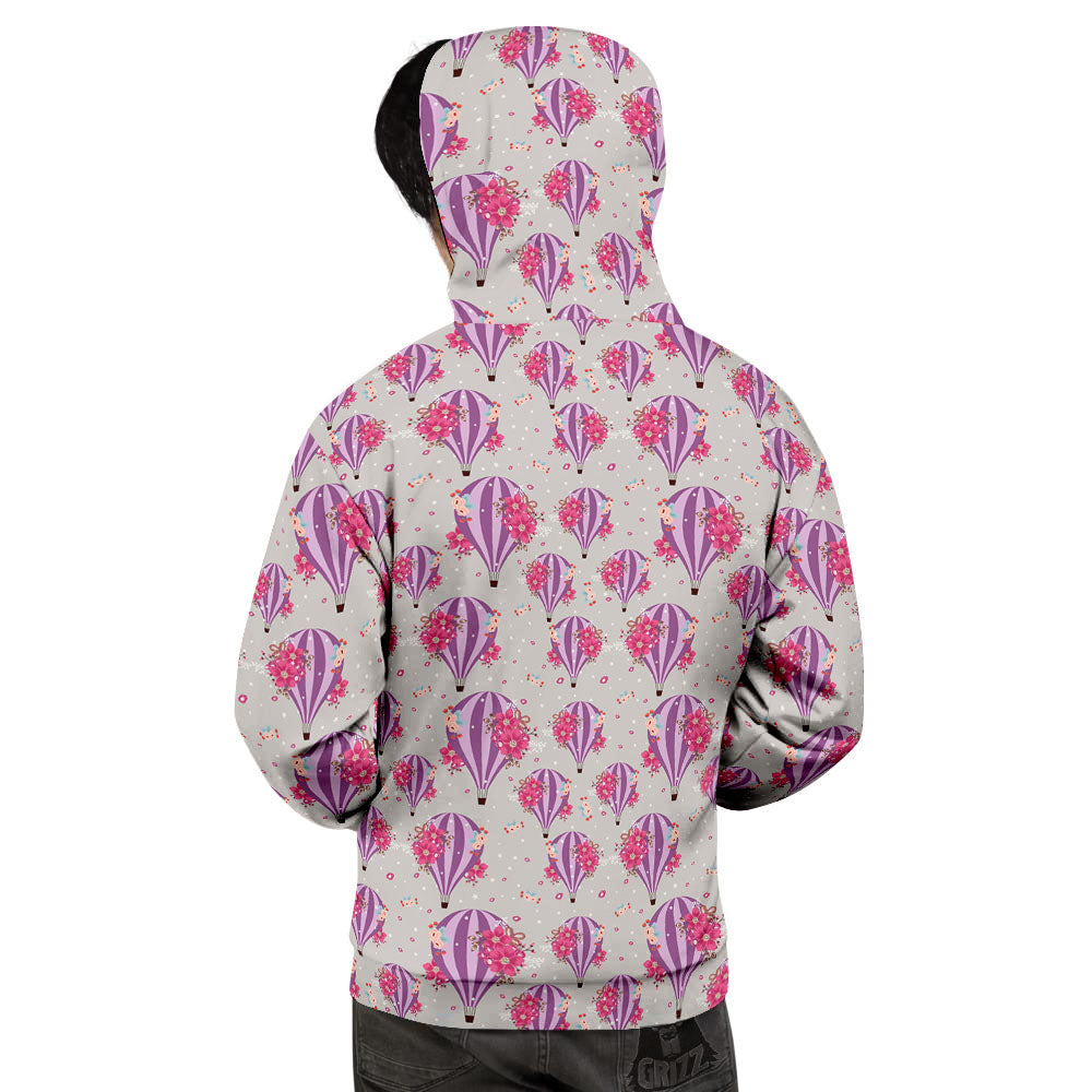 Hot Air Balloon Floral Print Pattern Men's Hoodie-grizzshop