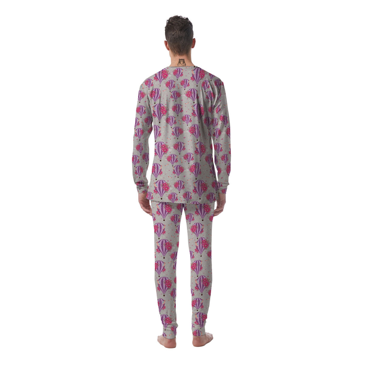 Hot Air Balloon Floral Print Pattern Men's Pajamas-grizzshop