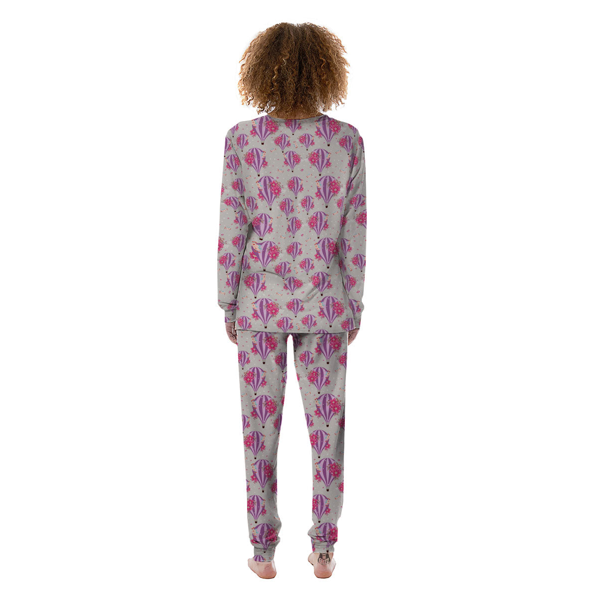 Hot Air Balloon Floral Print Pattern Women's Pajamas-grizzshop