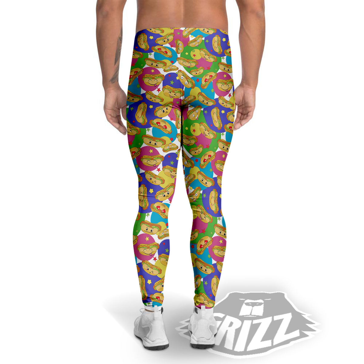 Hot Dog Colorful Print Pattern Men's Leggings-grizzshop
