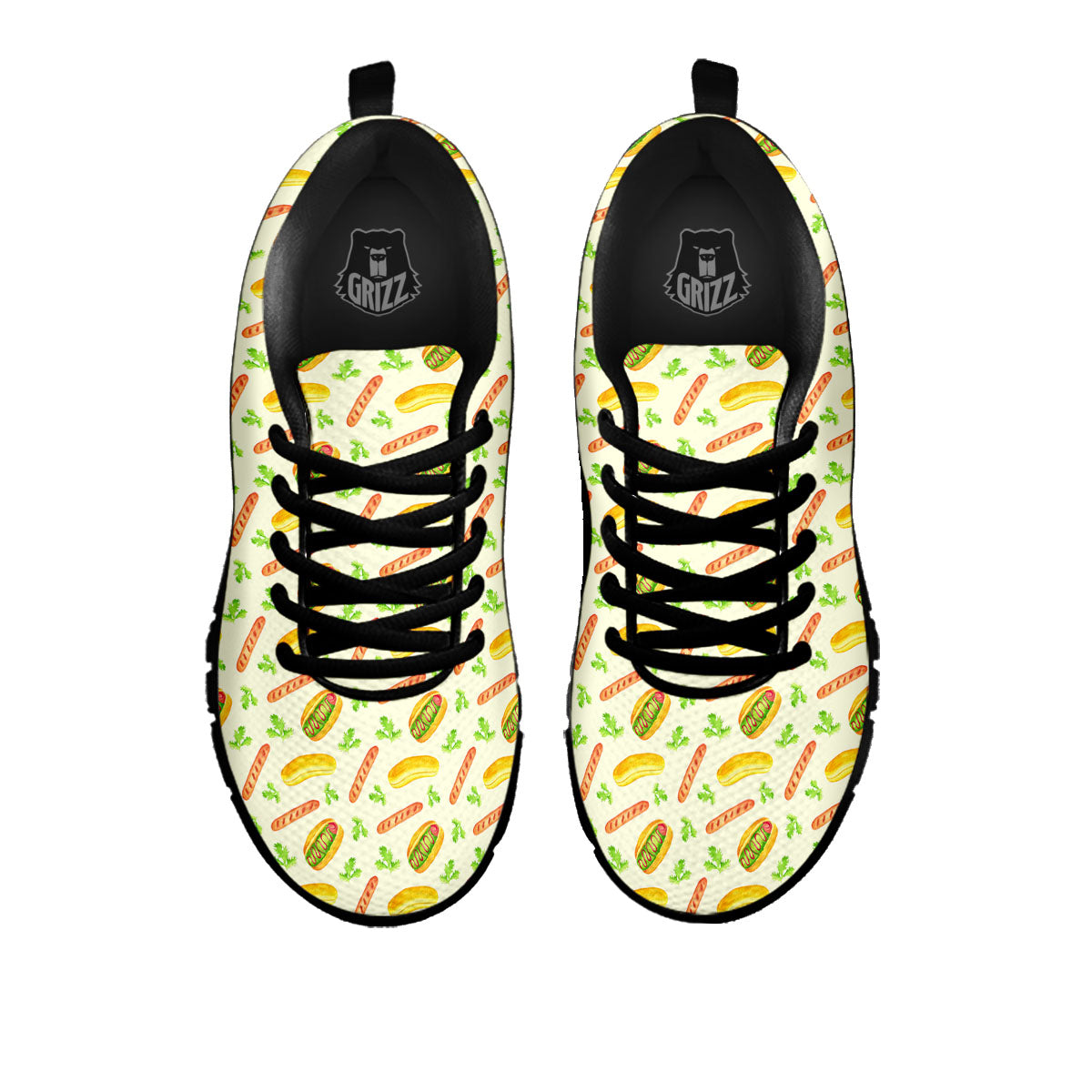 Hot Dog Drawing Print Pattern Black Sneaker-grizzshop
