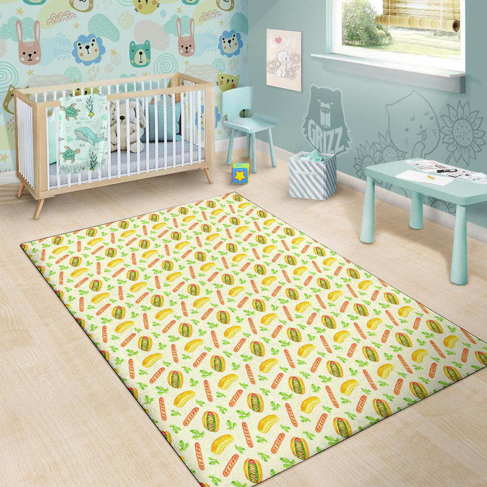 Hot Dog Drawing Print Pattern Floor Mat-grizzshop