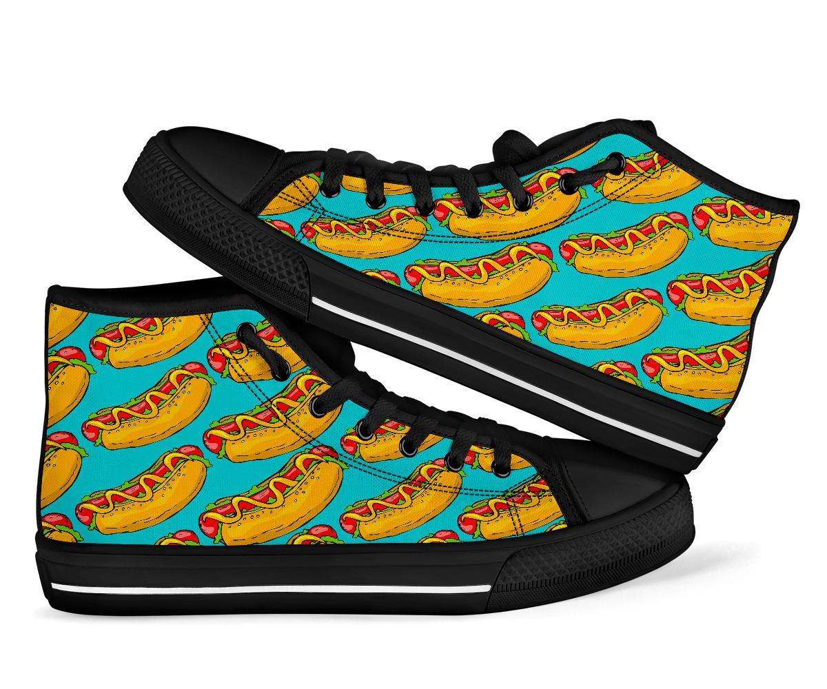 Hot Dog Print Pattern Men Women's High Top Shoes-grizzshop