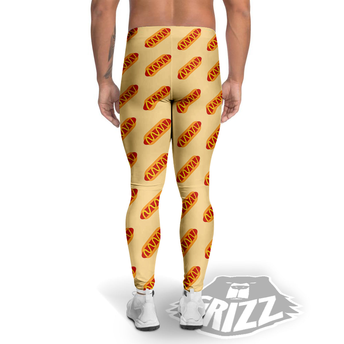 Hot Dog Yellow Print Pattern Men's Leggings-grizzshop