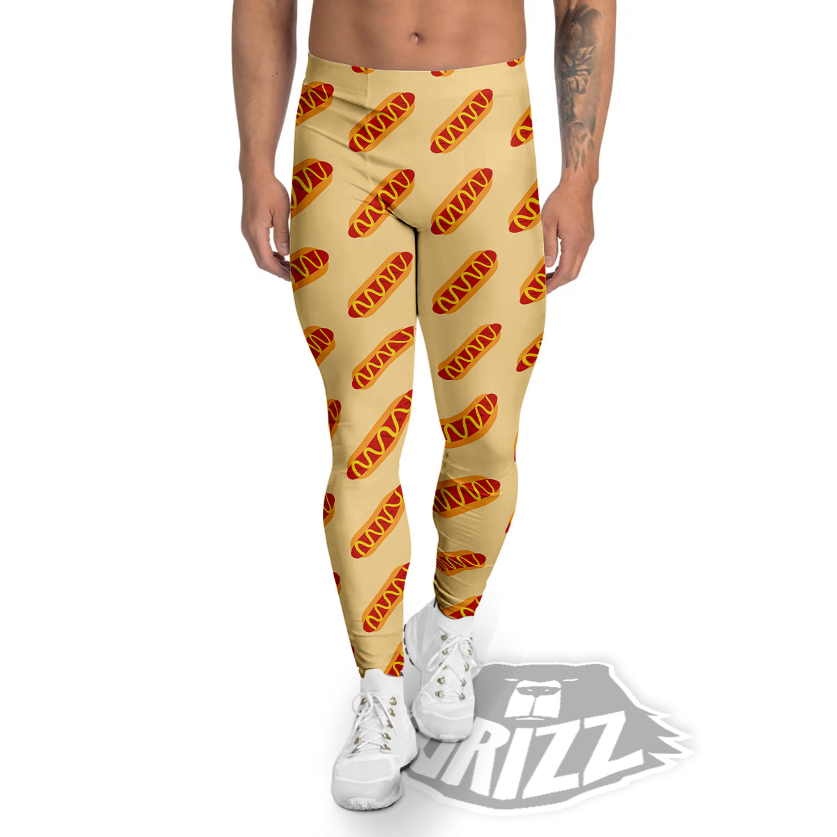 Hot Dog Yellow Print Pattern Men's Leggings-grizzshop
