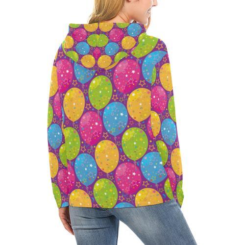 Hot Air Balloon Colorful Pattern Print Women Pullover Hoodie-grizzshop