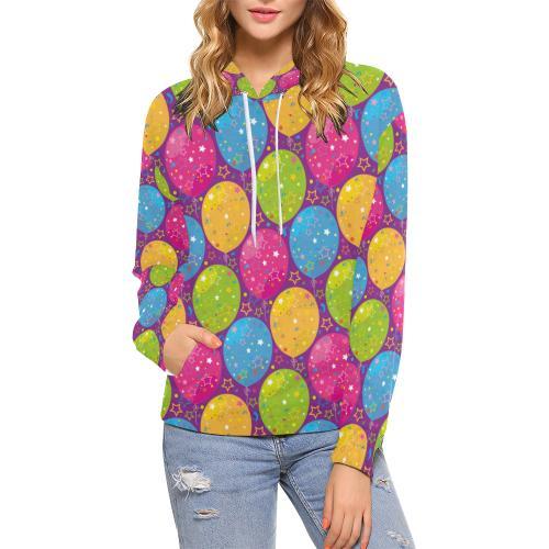 Hot Air Balloon Colorful Pattern Print Women Pullover Hoodie-grizzshop