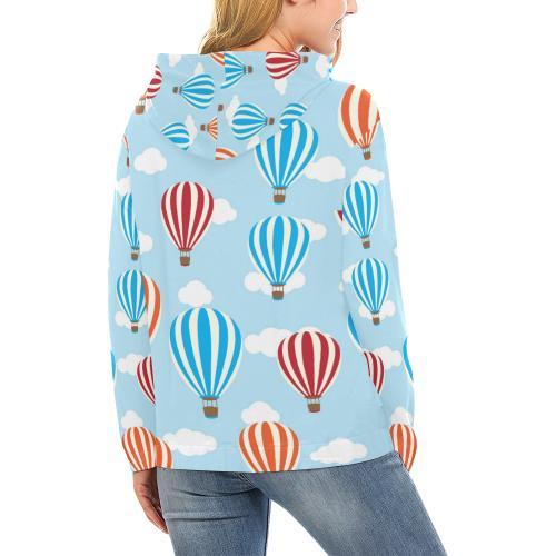 Hot Air Cloud Balloon Pattern Print Women Pullover Hoodie-grizzshop