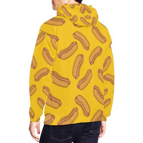 Hot Dog Pattern Print Men Pullover Hoodie-grizzshop
