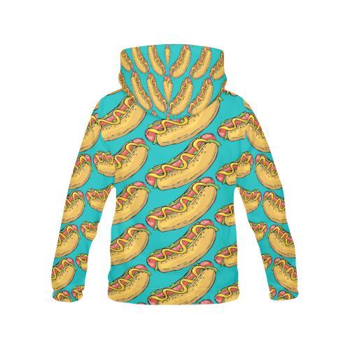 Hot Dog Print Pattern Women Pullover Hoodie-grizzshop