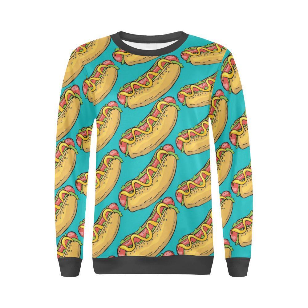 Hot Dog Print Pattern women's Sweatshirt-grizzshop