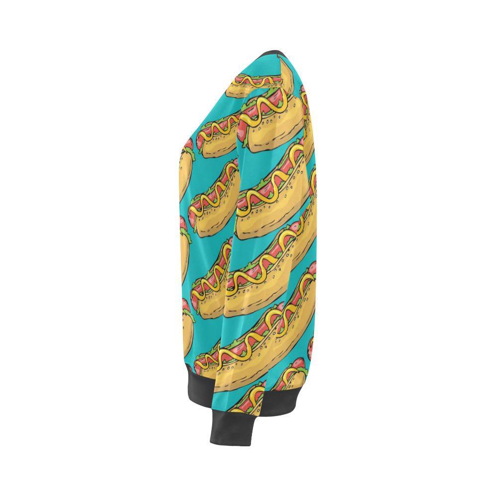 Hot Dog Print Pattern women's Sweatshirt-grizzshop