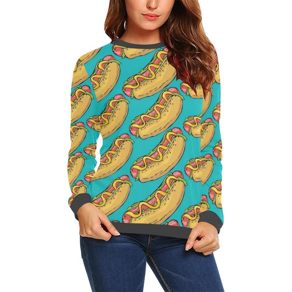 Hot Dog Print Pattern women's Sweatshirt-grizzshop