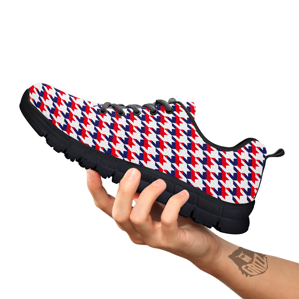 Houndstooth American Print Pattern Black Sneaker-grizzshop