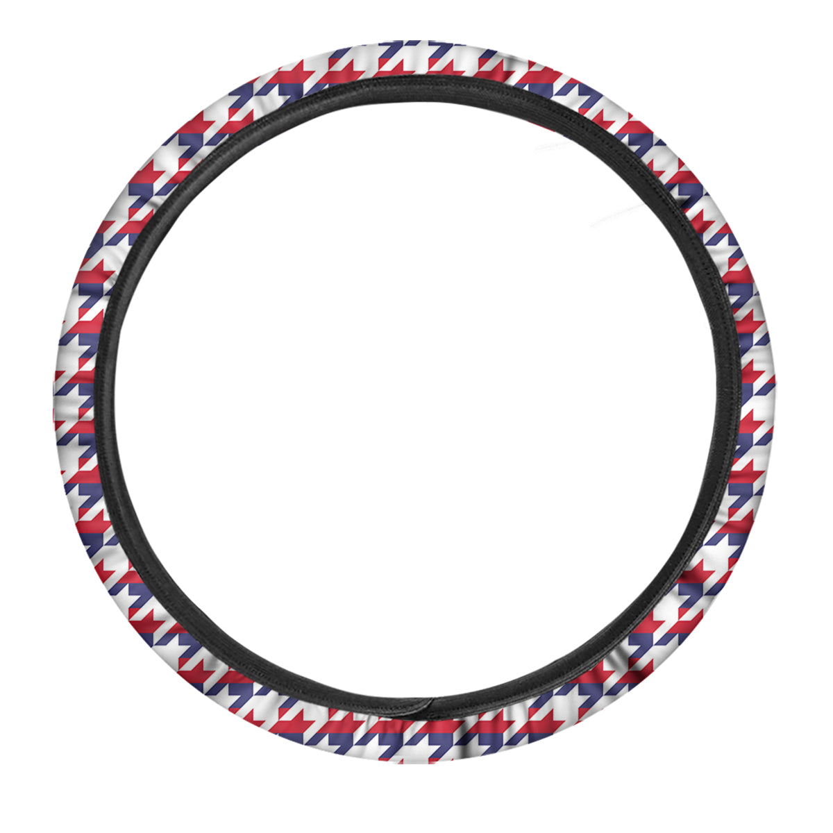 Houndstooth American Print Pattern Car Steering Wheel Cover-grizzshop
