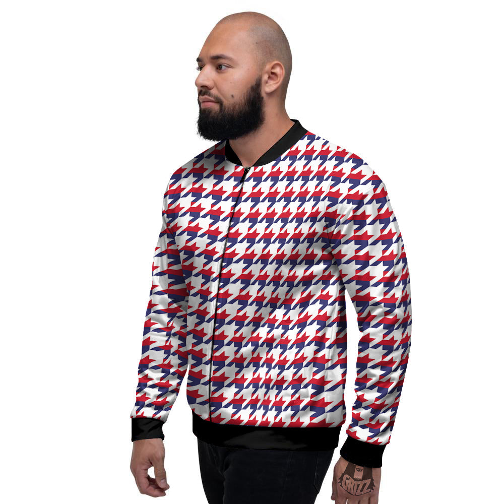 Houndstooth American Print Pattern Men's Bomber Jacket-grizzshop