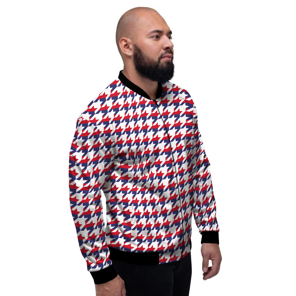 Houndstooth American Print Pattern Men's Bomber Jacket-grizzshop