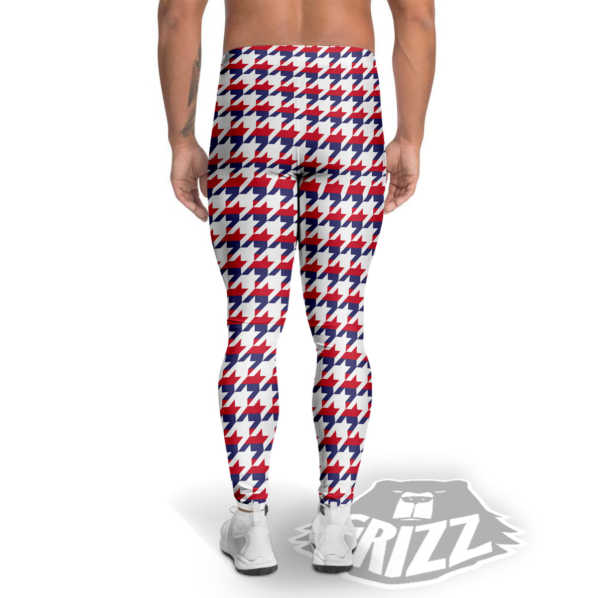 Houndstooth American Print Pattern Men's Leggings-grizzshop