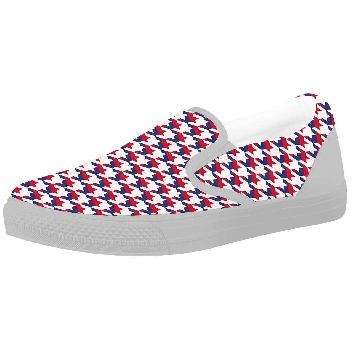 Houndstooth American Print Pattern White Slip On Shoes-grizzshop