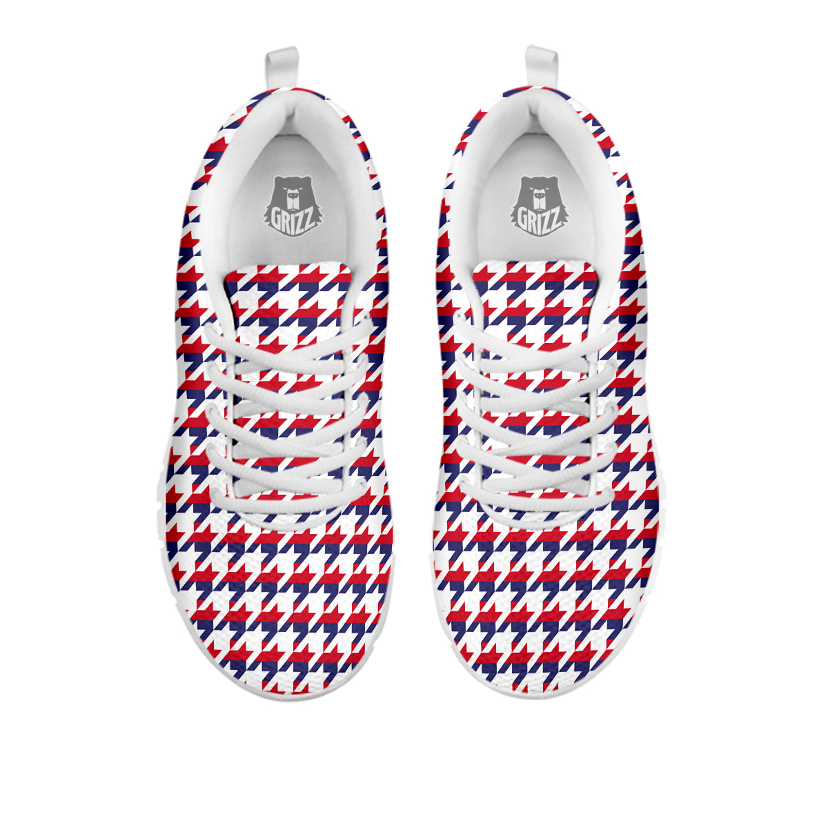 Houndstooth American Print Pattern White Sneaker-grizzshop
