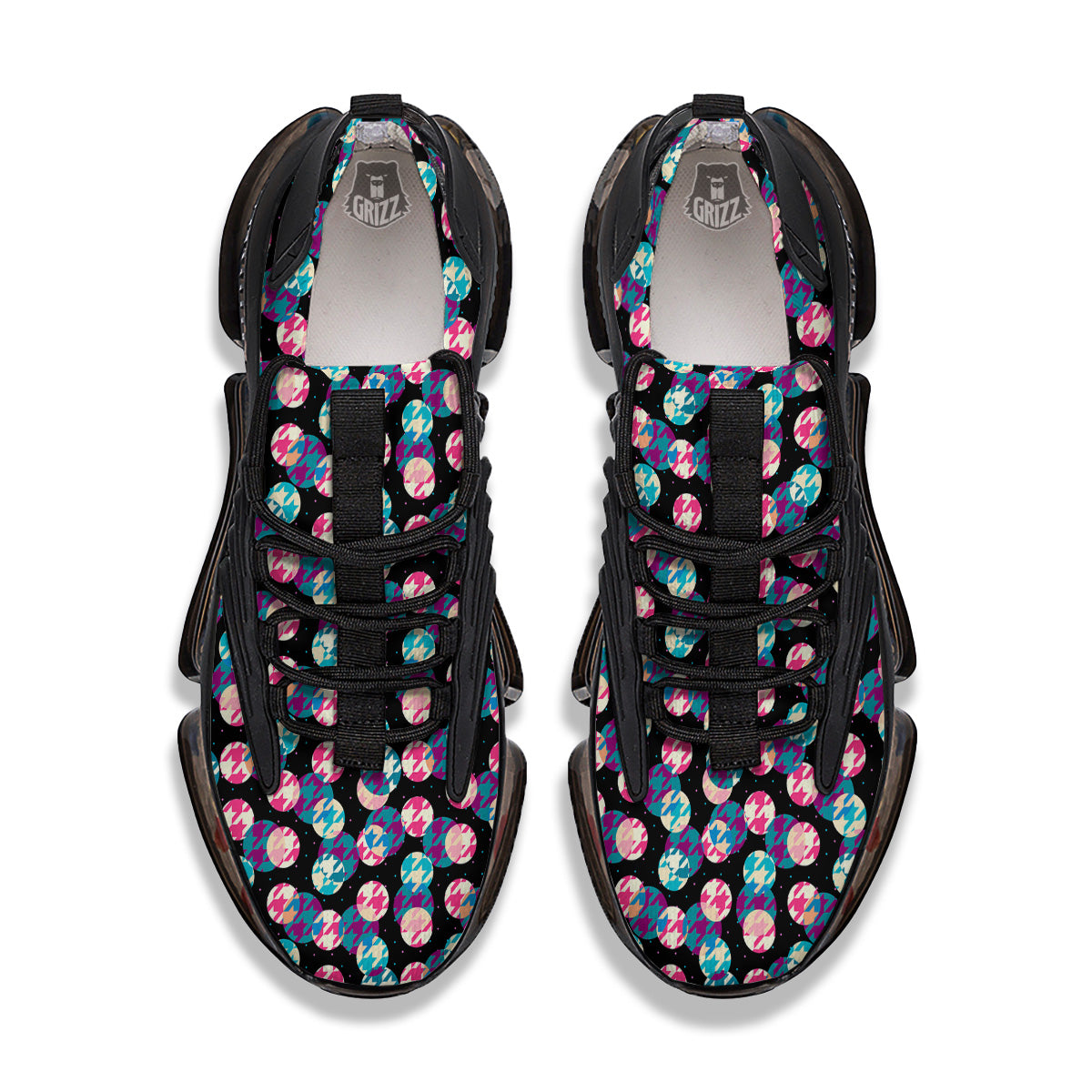 Houndstooth And Classic Polka Dot Print Pattern Black Gym Shoes-grizzshop