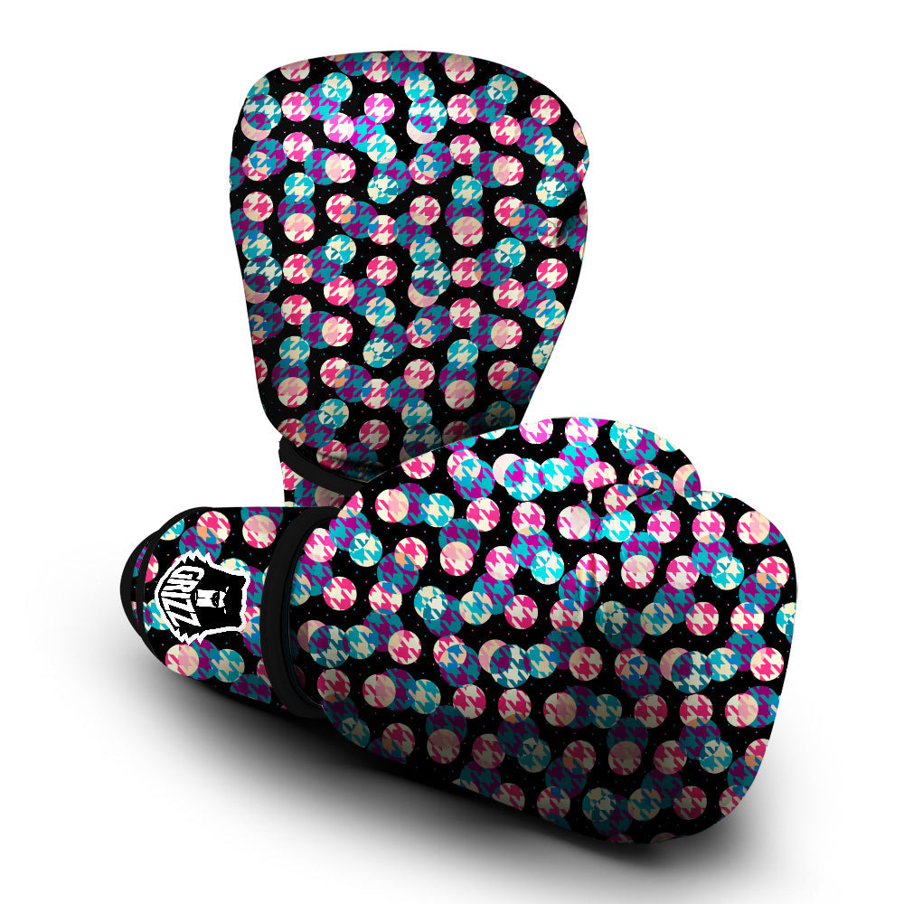 Houndstooth And Classic Polka Dot Print Pattern Boxing Gloves-grizzshop