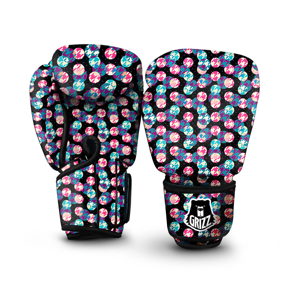 Houndstooth And Classic Polka Dot Print Pattern Boxing Gloves-grizzshop