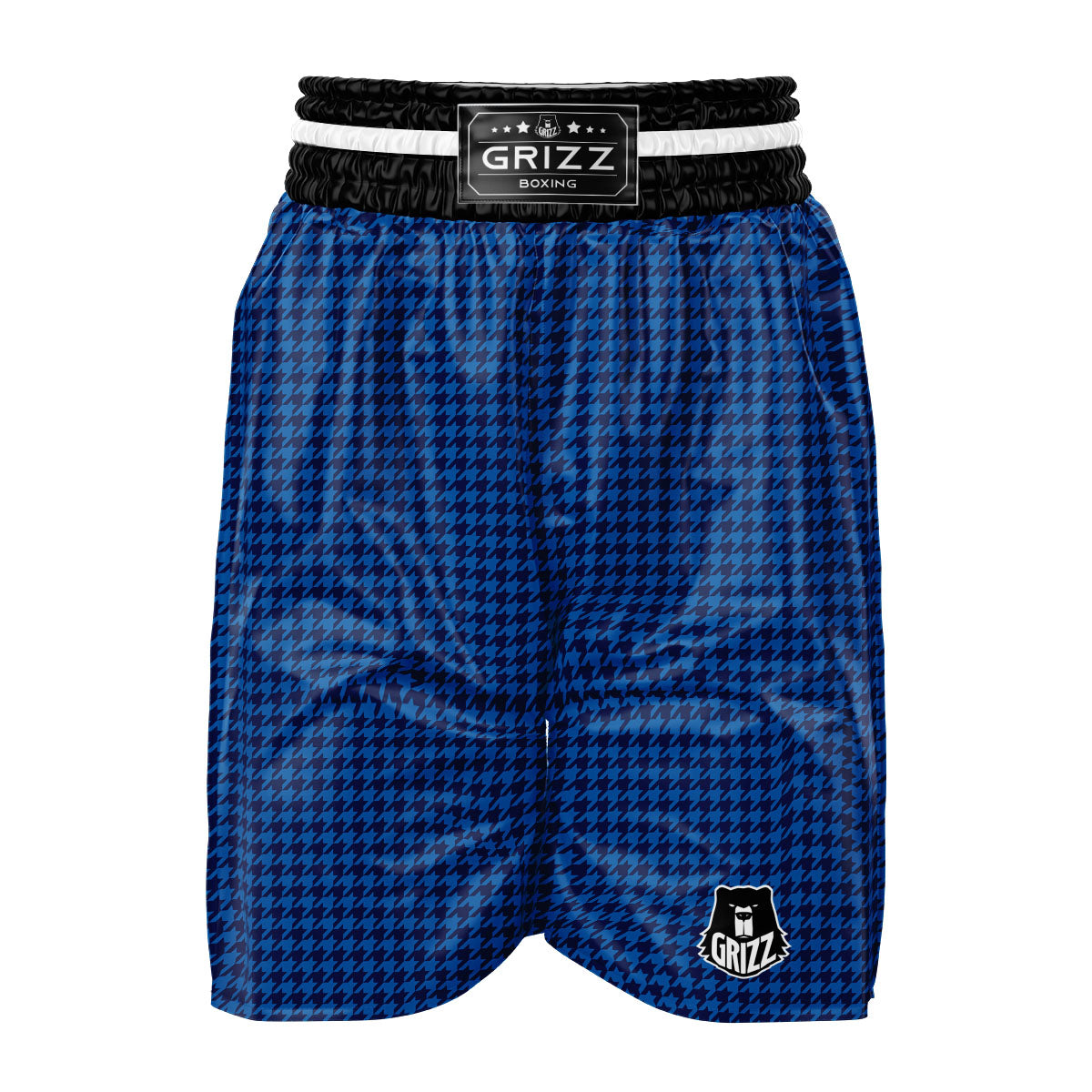 Houndstooth Blue Print Pattern Boxing Shorts-grizzshop