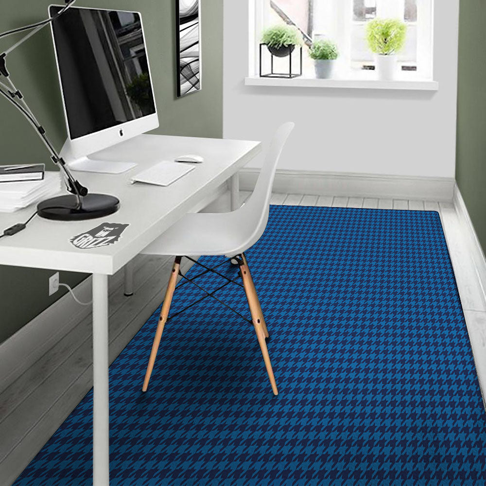 Houndstooth Blue Print Pattern Floor Mat-grizzshop