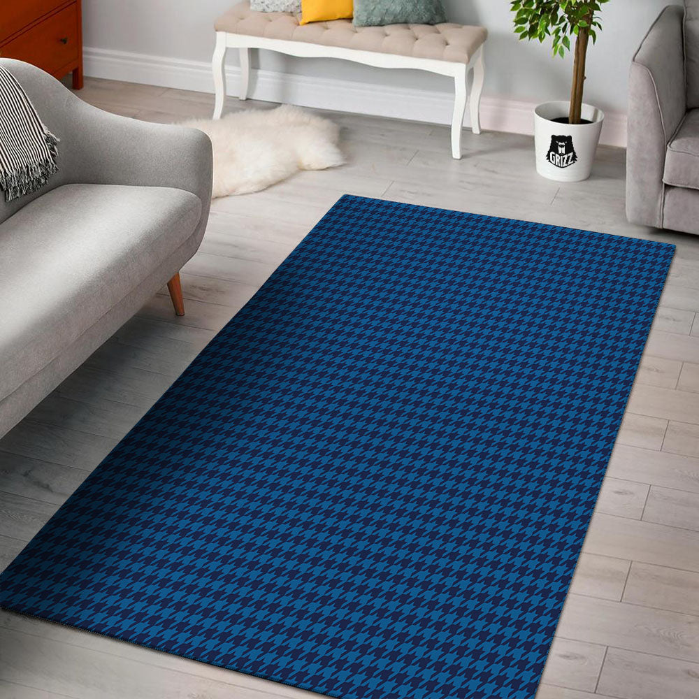 Houndstooth Blue Print Pattern Floor Mat-grizzshop
