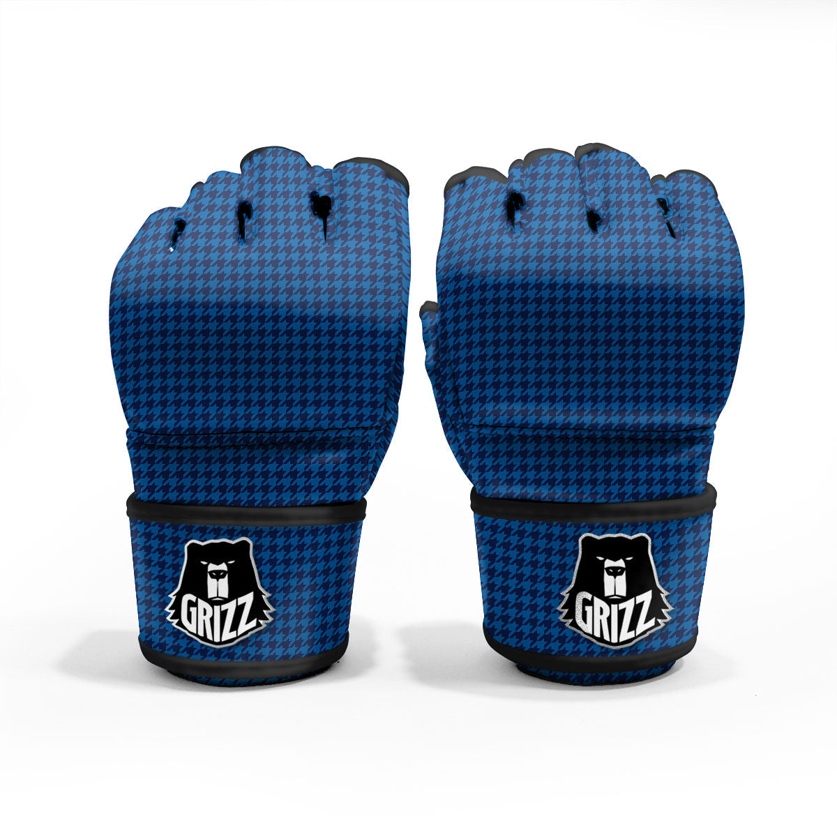 Houndstooth Blue Print Pattern MMA Gloves-grizzshop