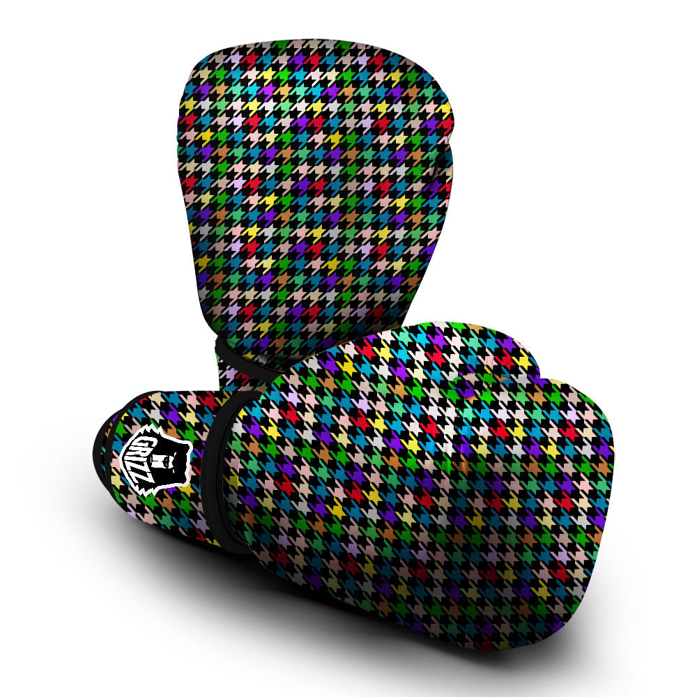 Houndstooth Colorful Print Pattern Boxing Gloves-grizzshop