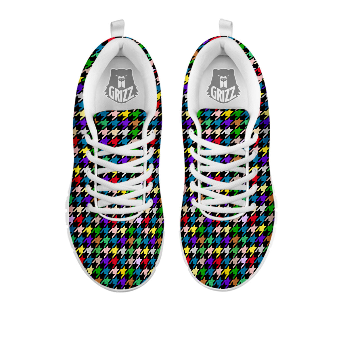 Houndstooth Colorful Print Pattern White Sneaker-grizzshop