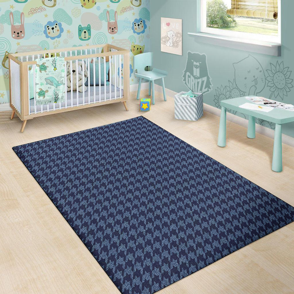 Houndstooth Denim Print Pattern Floor Mat-grizzshop