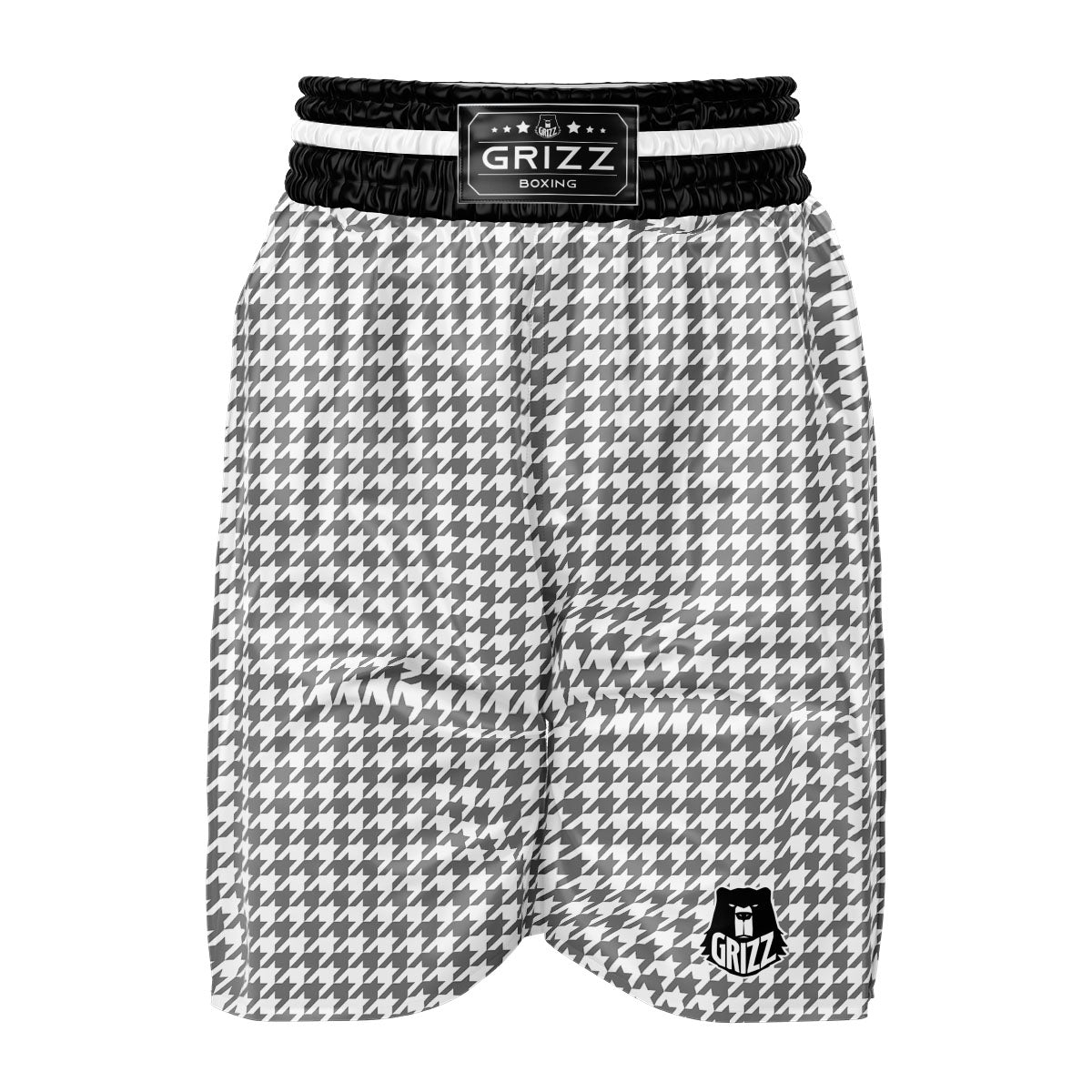 Houndstooth Grey Print Pattern Boxing Shorts-grizzshop
