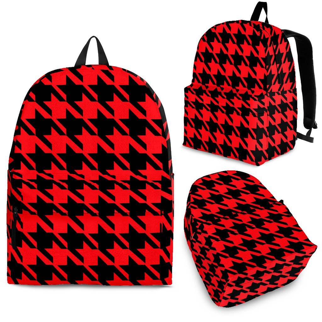 Houndstooth Pattern Print Backpack-grizzshop