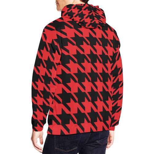 Houndstooth Pattern Print Men Pullover Hoodie-grizzshop