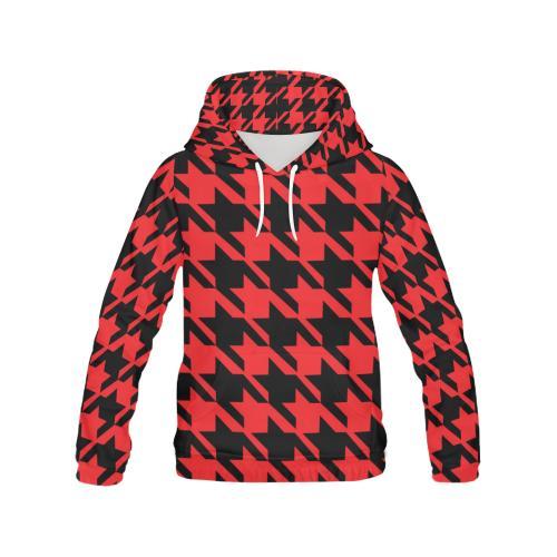 Houndstooth Pattern Print Women Pullover Hoodie-grizzshop